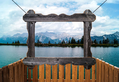 Panoramic view of lake against mountain range