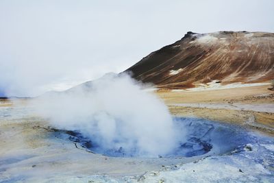 View of hot spring and mountain