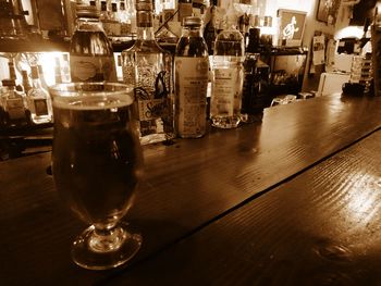 Close-up of beer in glass