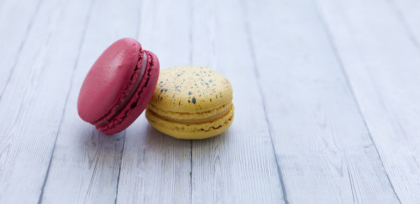 High angle view of dessert on table