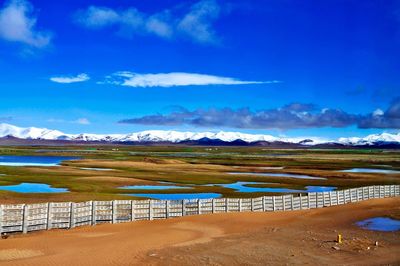 Scenic view of landscape against cloudy sky