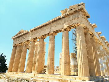 Low angle view of parthenon during sunny day