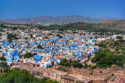 High angle view of townscape against sky