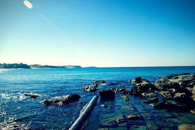 Scenic view of sea against clear sky