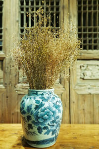 Close-up of vase on table