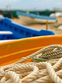 View of boats moored at harbor