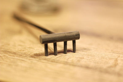 Close-up of wooden table