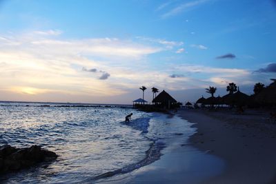 Scenic view of sea at sunset