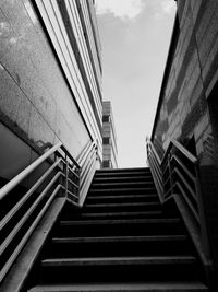 Low angle view of stairs against sky