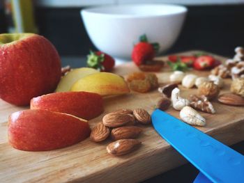 Close-up of healthy food on table