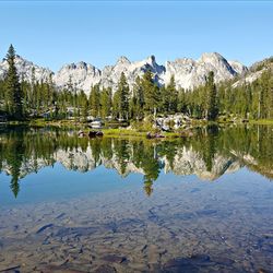 Scenic view of lake and mountains