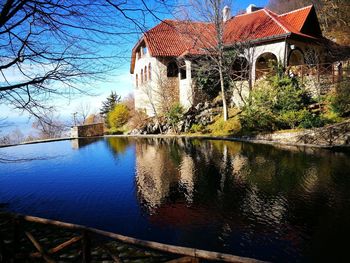 Reflection of building on lake