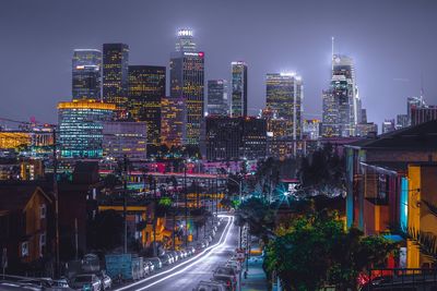 Illuminated city at night