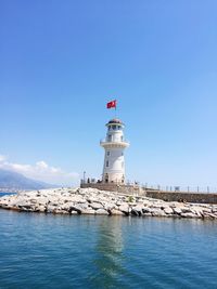 View of lighthouse in sea