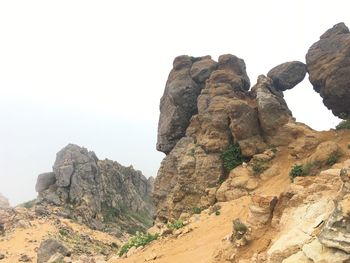 Rock formations on cliff