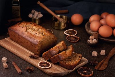 Close-up of breakfast on table