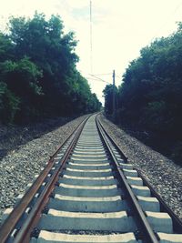 Railroad track against sky