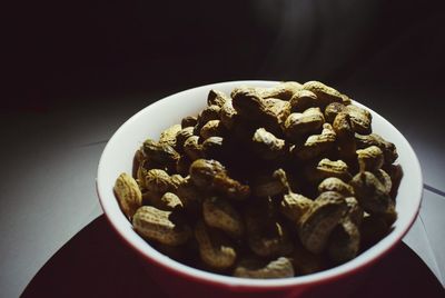 High angle view of food in bowl on table