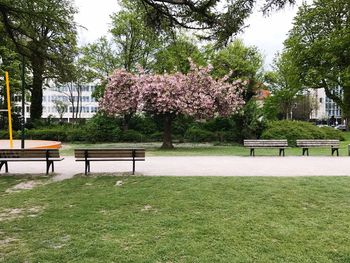 Empty park against sky