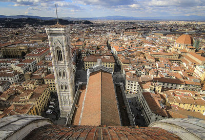 Aerial view of florence cathedral overlooking cityscape