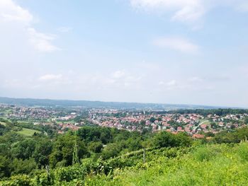 Panoramic view of townscape against sky