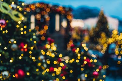 Illuminated christmas tree at night