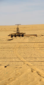 Tire tracks on desert