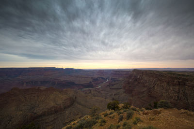 Scenic view of landscape against cloudy sky