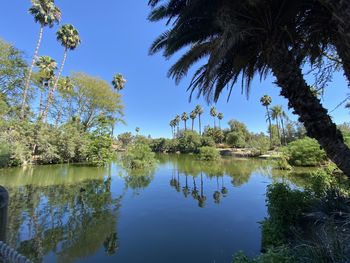 Scenic view of lake against clear sky