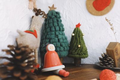 Christmas decorations on table