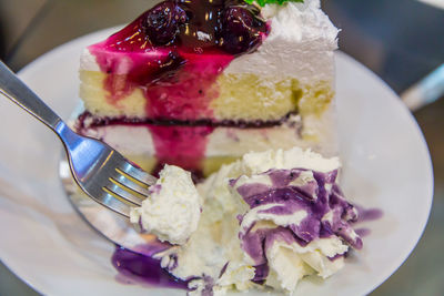 Close-up of cake served on plate