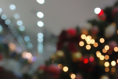 Defocused image of illuminated christmas lights