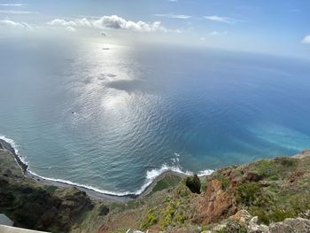 High angle view of sea against sky