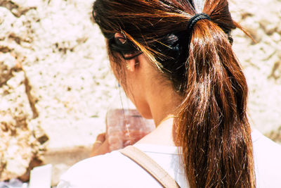 Portrait of woman holding ice cream