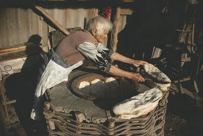 High angle view of people working