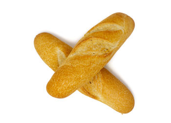 Close-up of cookies against white background