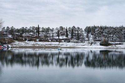 Scenic view of lake against sky
