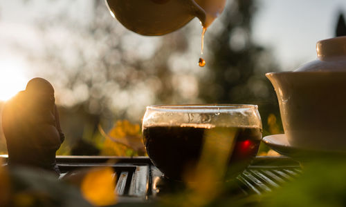 Close-up of coffee cup on table