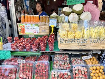 Food for sale at market stall