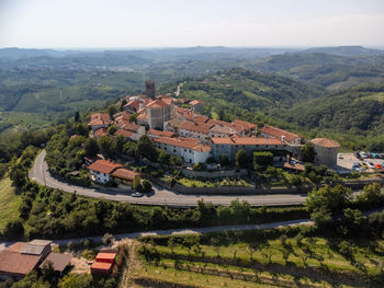 High angle view of townscape against sky