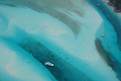Aerial view of yacht in sea