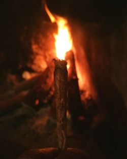 Close-up of burning candle