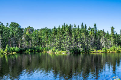 Scenic view of lake against clear sky