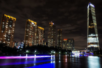 City lit up at night