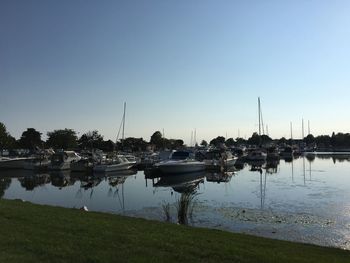 Boats in marina at harbor