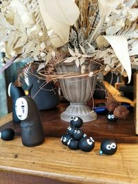 High angle view of potted plants on table at home