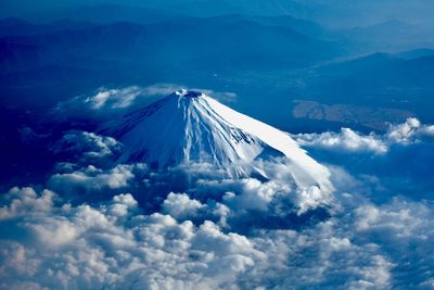 Aerial view of clouds against blue sky