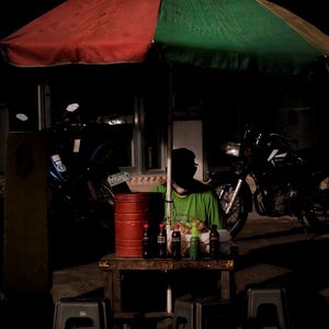 Rear view of people working in restaurant