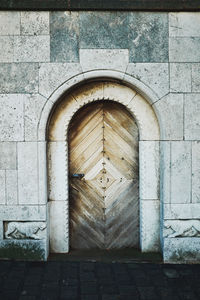 Closed door of old building