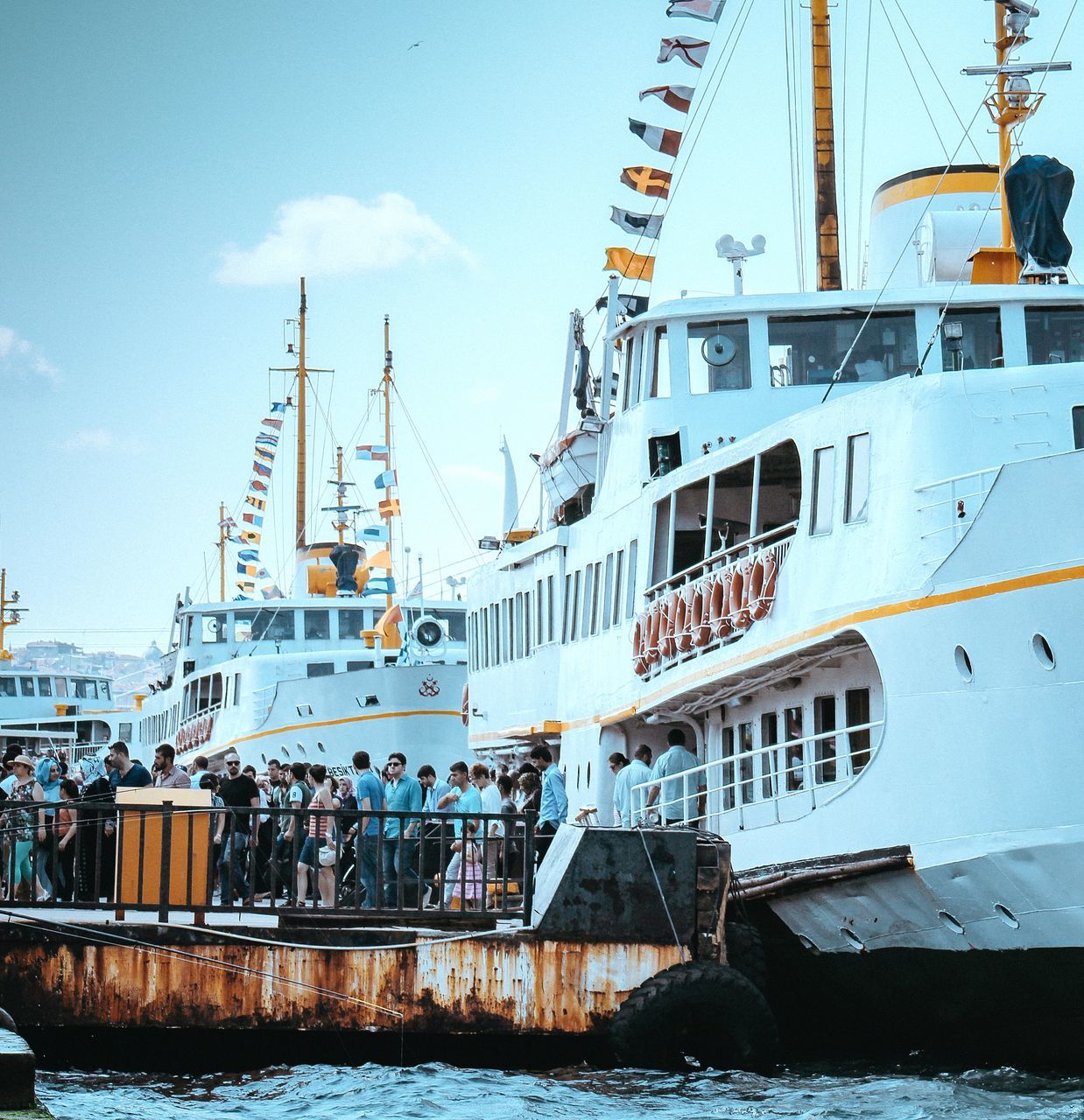 SHIP MOORED AT HARBOR